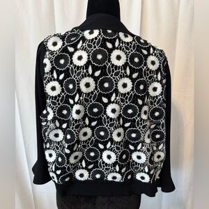Calvin Klein Black Embroidery Floral Open Front Cardigan